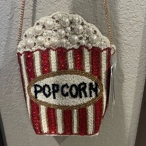Viral Popcorn Beaded Crossbody Bag - Red and White